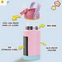 Kerilyn 12oz Kids Water Bottle 2 Pack, Stainless Steel Insulated Water Bottle Bulk, Toddler Cups with Straws Leak-Proof, Kids Water Bottles for School Boys Girls, BPA Free, Sky+Charm Pink 2 Piece Set