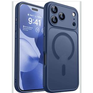 CANSHN Magnetic Compatible with iPhone 17 Pro Case, Upgraded [Full Camera Protection] [Compatible with Magsafe] [Translucent Matte] Shockproof Protective Phone Cover 6.3 Inch - Deep Blue