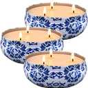 Hausware Citronella Candles Outdoor & Indoor - Large 13.5 oz Scented Candles Set 3 Pack Natural Soy Wax citronella Candles for Garden Patio Yard Home Balcony Camping Backyard