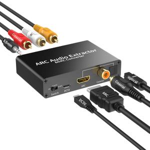 192KHz DAC Audio Converter, HDMI ARC Audio Extractor, Digital to Analog Converter for PS3 PS4 HDTV DVD Home Cinema Systems(HDMI/Audio/USB Cable)