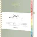 Forvencer 2026 Planner, Hardcover Calendar Planner Weekly and Monthly, Jan 2026 - Dec 2026, 8.5" x 11", Spiral Agenda Book with Tabs, Exquisite Daily Journal Organizer for Home School, Olive Green