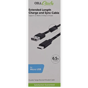 6,5 ft Extended Length Charge and sync Durable Tangle Resistant Braided Cable