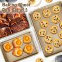 Baking Sheet Pan Set of 3 | Nonstick Cookie Sheets for Baking Supplies | No Rust & No Toxic Carbon Steel Half Sheet Pan+Jelly Roll Pan+Quarter Sheet Pan Set | Heavy Duty Baking Tray for Oven