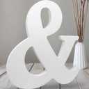 AOCEAN 12 Inch White Big Wood Letters Unfinished Wooden Letters for Wall Decor Decorative Standing Letters Slices Sign Board Decoration for Craft Home Party Projects (&) (&)