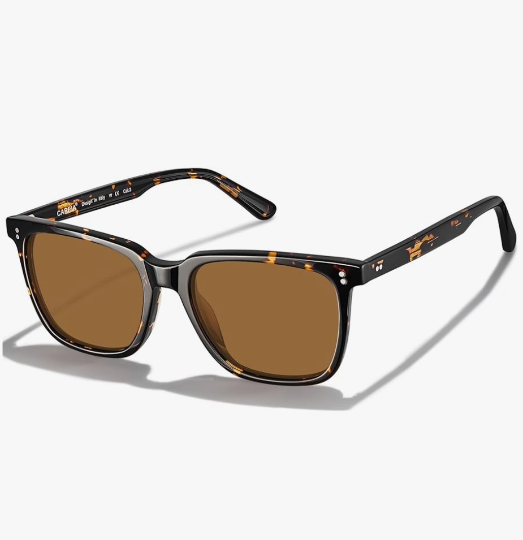 CARFIA Retro Acetate Polarized Sunglasses for Men UV400 Protection Driving Outdoor Anti-Glare Sun Glasses CA5354WS, Color: C: Tortoiseshell Frame & Brown Lenses