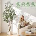 7FT Artificial Olive Tree with Lights & Planter, Tall Faux Olive Plant