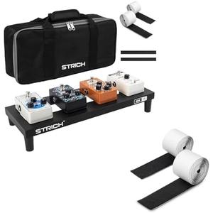 STRICH Guitar Pedal Board Aluminum Alloy MINI 15 and Hook Loop Strips Bundle