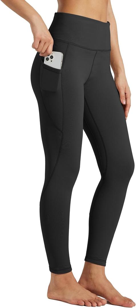 Willit Women's Fleece Lined Leggings Water Resistant Winter Pants Thermal High Waisted Yoga Running with Tights Pockets (Black) XS