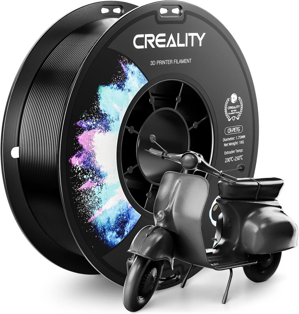 CREALITY PETG Filament 1.75mm 3D Printer Filament, 1kg (2.2lb) Neatly Wound Spool, Dimensional Accuracy 0.03mm, Fit for Ender, Bambu Lab, Anycubic,ELEGOO FDM Printers, Black