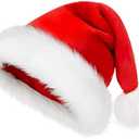 Doiurcs Santa Hat - Extra Large Plush Fur Christmas Xmas New Year Festive Holiday Party Supply Classic Santa Claus Hat