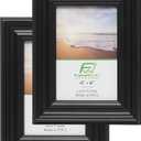 FrameWorks - 2-Pack - 4 x 6 Black Wooden Picture Frames with Luxury Wide Molded Edges and Tempered Glass