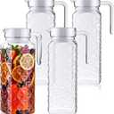 Didaey 4 Pcs Acrylic Water Pitcher with Lid, Spout Handle Clear Plastic Pitcher Heat Resistant Carafe Unbreakable Beverage Container Fridge Jug for Juice Ice Tea Sangria Lemonade(37 oz, Diamond)
