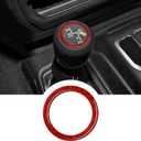 RUIANTE Compatible with Carbon Fiber 4WD Gear Shifter Decoration Ring Sticker Interior Accessories for Jeep Wrangler JL JLU 4XE Rubicon Gladiator JT 2018 2019 2020 2021 2022 2023 2024 2025(1Pcs Red)