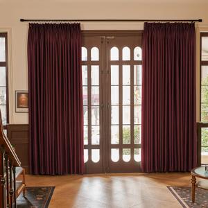 HUTO Pinch Pleat Curtains 84 Inches Long Blackout Window Treatment for Bedroom, Sliding Door, Patio Door Thermal Insulated Room Darkening Window Drapes with Tiebacks,52 by 84 Inch, 1 Panel,Burgundy