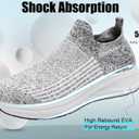 Women's Wide Slip On Walking Shoes Non-Slip Socks Shoe Lightweight Breathable Mesh Sneakers for Everyday Comfort & Style | Perfect for Work Travel White Black (White) 8