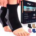 Compression Socks 20-30mmHg for Plantar Fasciitis, Achilles Tendonitis Relief - Ankle Compression Sleeve for Heel Spurs, Foot Swelling & Fatigue - Arch Support Brace for Everyday Use (1 Pair) (Large, Black)