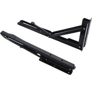 Stainless Steel Folding Angle Iron Wall Mount for Shelves, Benches and Tables 8-20inch 2PCS(Black,16 inch)