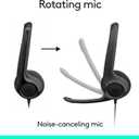 Logitech H391 Wired Headset for PC/Laptop, Stereo Headphones with Noise Canceling Microphone, USB-C, in-Line Controls, Works with Chromebook - Graphite
