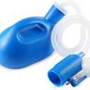ONEDONE Urinals for Men - Portable Urinal for Men Spill Proof Nighttime Men's Urinal Bottle Male Pee Bottle Urine Bottle 68 OZ for Hospital Home Camping Car Travel 45" Long Hose with Lid (Blue)
