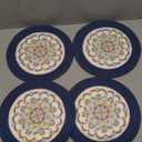 SHACOS 8 Inches Trivets for Hot Dishes, 4 Pieces Cotton and Felt Floral Pattern Trivet Mats for Kitchen, Hot Pads for Countertops and Table, Heat-Resistant Pot Holders for Hot Pots and Pans, Blue