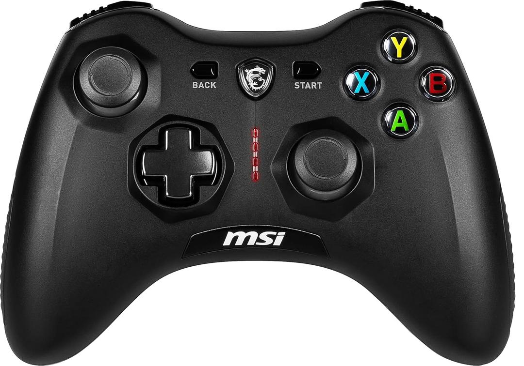 msi Force GC30V2 Wireless Gaming Controller, Dual Vibration Motors, Dual Connection Modes, Interchangable D-Pads, Compatible with PC & Android, Black