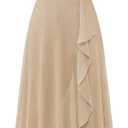BeryLove Formal Dresses for Women Wedding Guest Ruffle Short Sleeve Elegant Cocktail Bridesmaid Party Prom Homecoming Dress High Waist Lace Long Evening Gown 51 Champagne Small