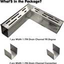 Pool Deck Drain Channel 90 Degree Angle with 2 Connectors for 1-11/16" Wide SXSJMY Pool Drains/Mini Water Drainage Channel/Non Deep Patio Drain
