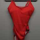 One Piece Swimsuit Women Ribbed Tummy Control Bathing Suit Sexy Swimsuit for Women, Red, Medium