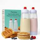 Pancake Batter Dispenser & Mixer/Shaker Bottles, 2-Pack (1000mL Each)  Whisk Ball, No-Drip Silicone Tip, Leakproof, Dishwasher-Safe, BPA-Free  For Pancakes, Waffles, Crepes, Muffins