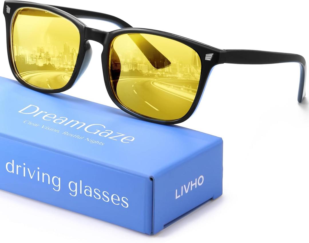 livho Gaming Blue Light Blocking Glasses for Better Sleep, Premium Night Driving, Computer Blockers for Man & Woman (Black)
