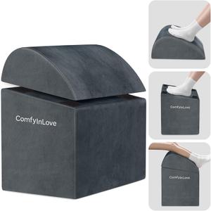 Foot Rest for Under Desk at Work - Non-Slip Foot Stool with 3 Adjustable Heights, Ergonomic Under Desk Footrest with Washable Cover for Desk, Home, Office, Car (Dark Grey)