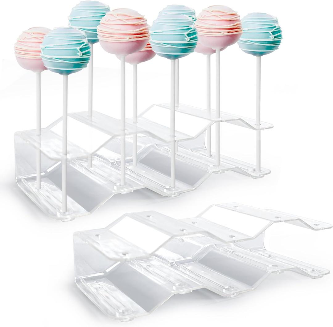 NWK 2 Pieces Cake Pop Stands Lollipop Holders Candy Display Stand 20 Holes for Wedding Birthday Baby Shower Tea Party (Clear)