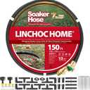Soaker Hose 150FT 1/2 Inch with Solid Brass Connectors & Garden Stakes Kit, Flexible Leakproof Irrigation System for Garden, Lawn & Landscape