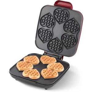 Dash Multi Mini Heart Waffle Maker - Waffle Maker for Family Breakfasts - Dual Nonstick Heating Plates & Easy-Release Surface - Compact & Fast-Heating - Red Heart