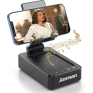 Cell Phone Stand with Wireless Bluetooth Speaker and Anti-Slip Base HD Surround Sound Perfect for Home and Outdoors with Bluetooth Speaker for Desk Compatible with iPhone/ipad/Samsung Galaxy