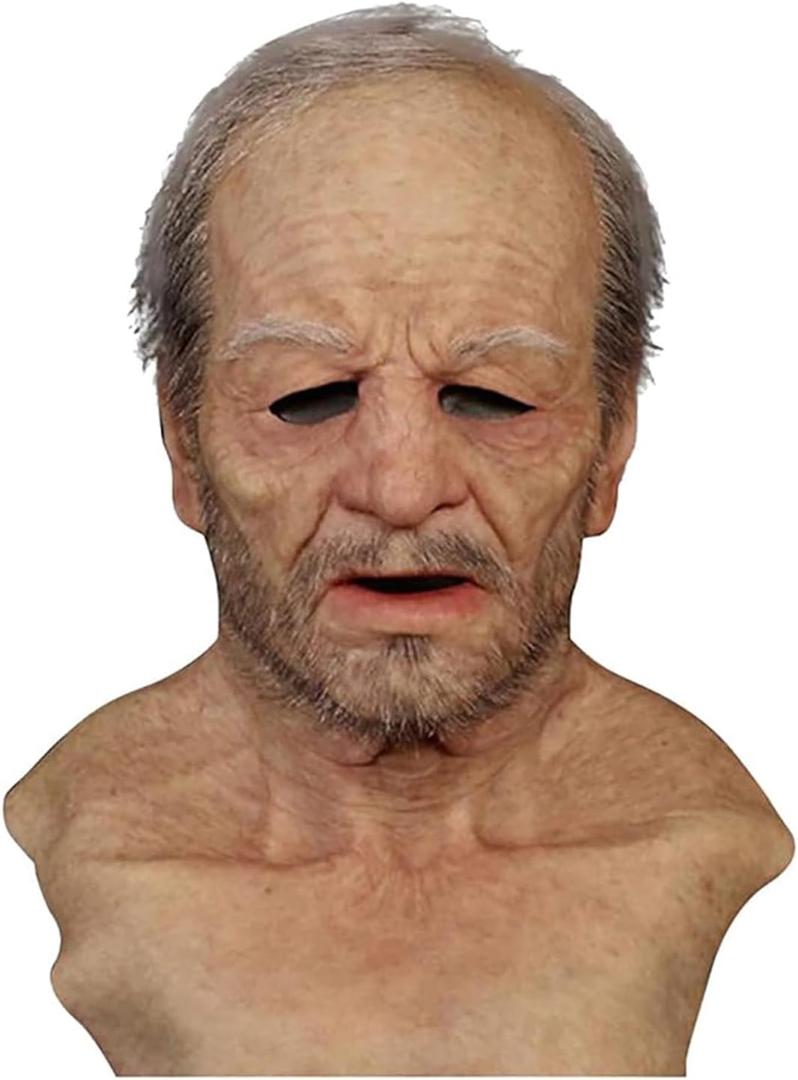Halloween Mask Old Man Mask Creepy Grandpa Latex Mask,Scary Wrinkle Halloween Cosplay Costume Mask Party Props
