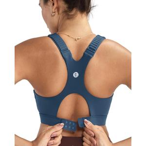 RUNNING GIRL Sports Bras for Women High Support, Adjustable Straps High Impact Racerback Bra with Hook Closure Molded Cup (Blue, M)