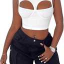 SweatyRocks Women's Cut Out Cropped Tank Top Crew Neck Slim Fit Sleeveless Ribbed Camisole (White, S)