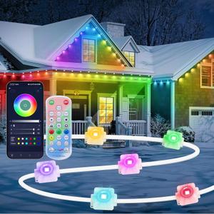 Permanent Outdoor Lights for House, 40FT with 24 LED Smart RGB Christmas Outdoor Lights with App Remote Control, Waterproof IP67 Eave Lights DIY Scenes Mode for Holiday Garden Decor