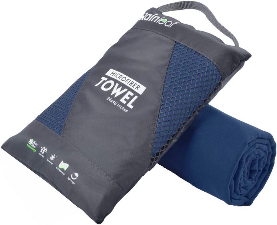 Rainleaf Microfiber Towel Perfect Travel & Gym & Camping Towel. Quick Dry - Super Absorbent - Ultra Compact - Lightweight. Suitable for Trip, Beach, Shower, Backpacking, Pool (48.00" x 24.00", Navy Blue)