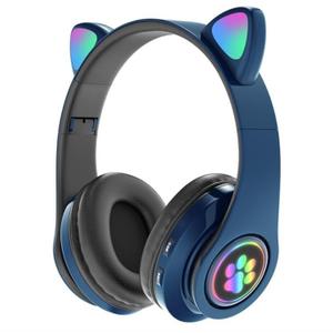 Head-Mounted Stereo Cat Claw Bluetooth Headset (Blue)