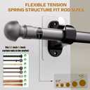 MUAKIOY Black Curtain Rod Hooks, No Drilling Self Adhesive Curtain Brackets, Adjustable Stick on Wall Curtains Pole Hangers for Bathroom, Bedroom, Livingroom, Kitchen (12 Pack)