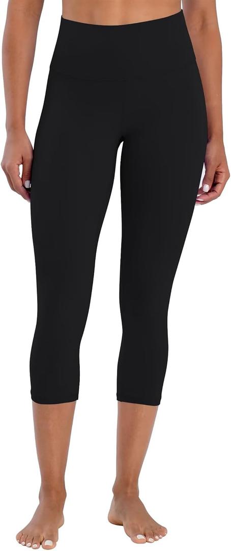 Sunzel Sunzfly Capri Leggings for Women, High Waisted Yoga Pants with Tummy Control for Workout Running Gym (Small, Black)