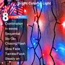 Red White and Blue Lights Solar String Lights Outdoor Waterproof Total 100LED 33FT Memorial Day Decorations 8 Modes for Yard/Patio/Tree, 16.4Ft*2, 50LED*2 for 4th of July Decorations