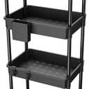 4 Tier Rolling Utility Cart with Handle,REBECAT Utility Cart Made of Multifunctional Storage Organizer Tool for Kitchen,Bathroom,Living Room,Office(Black)