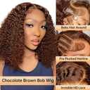 16 Inch Chocolate Brown Bob Wig Human Hair 13x4 Deep Curly Wig 200% Density HD Lace Front Wigs Human Hair For Women Pre Plucked Wet and Wavy Short Bob Wigs 4# 100% Virgin Curly Human Hair Wig