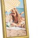 Wood 6x11 Frame Gold, Ornate Natural 11x6in Poster Picture Frame, Modern Golden 6 x 11inch Gallery Wall Photo Frame with HD Plexiglass, Horizontal Vertical Wall Mounting Display 1pcs