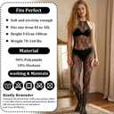 Backless Bodystocking Tights Womens Fishnet Bodysuit, Rave Outfits, Soft Floral Nightwear Lingerie Full Body Bodysuits Cutout Spaghetti Strap Hollow One Size (Black)