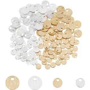 SUPERFINDINGS 160Pcs 2 Styles Brass Stamping Blank Tag Charms 4mm 6mm 2 Colors Flat Round Metal Stamps Tags for Bracelet Necklace Jewelry DIY Craft MakingHole:0.9-1.2mm