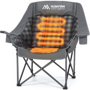 Oversized Heated Camping Chair with 3 Levels Adjustable Temperature Grey